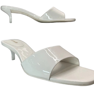 NEW LARROUDE Greta Mule Sandals – Women’s Size 10 – White Patent Leather